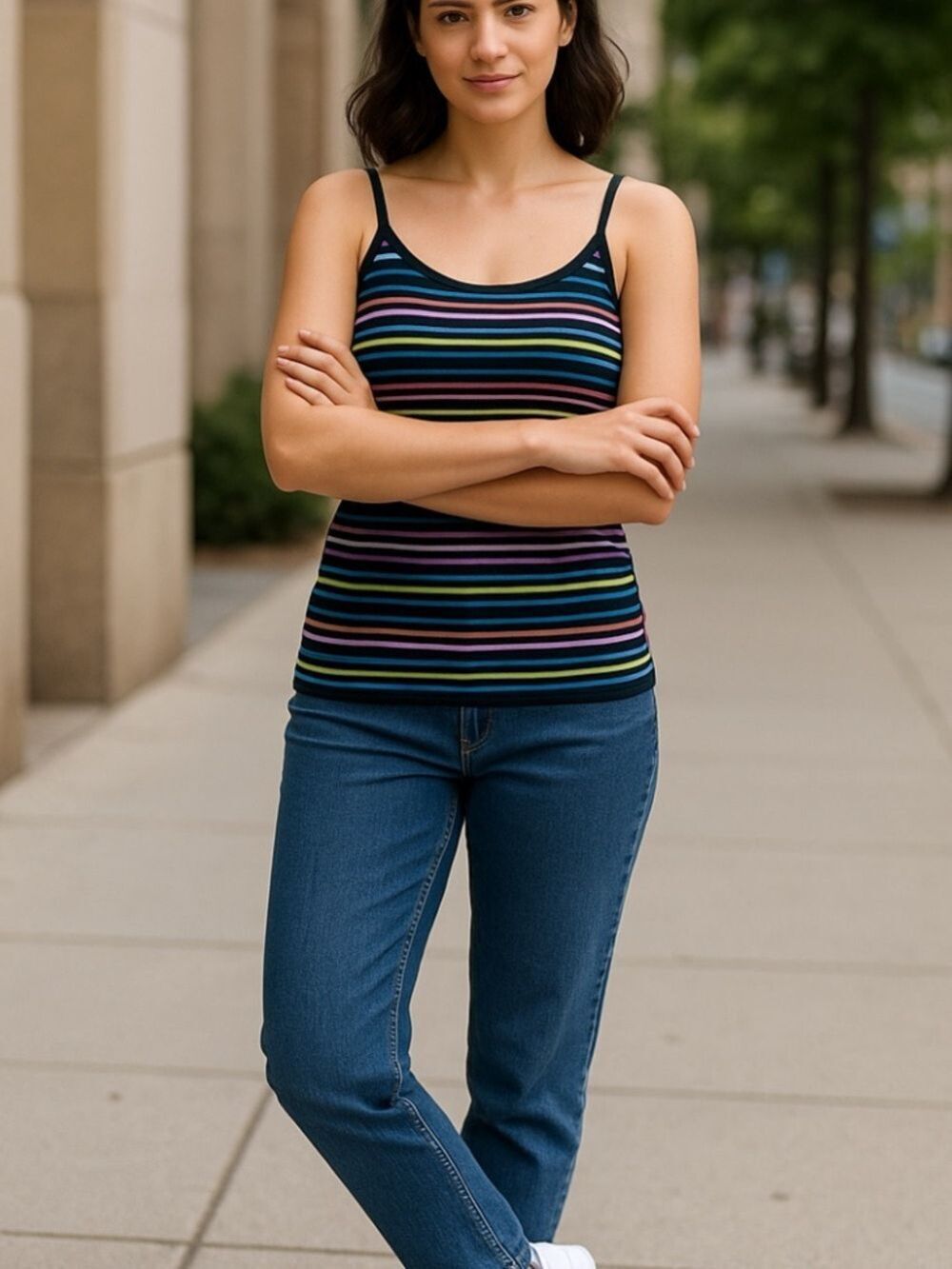 Vintage OP rainbow stripe cami Jr size M (7/9)